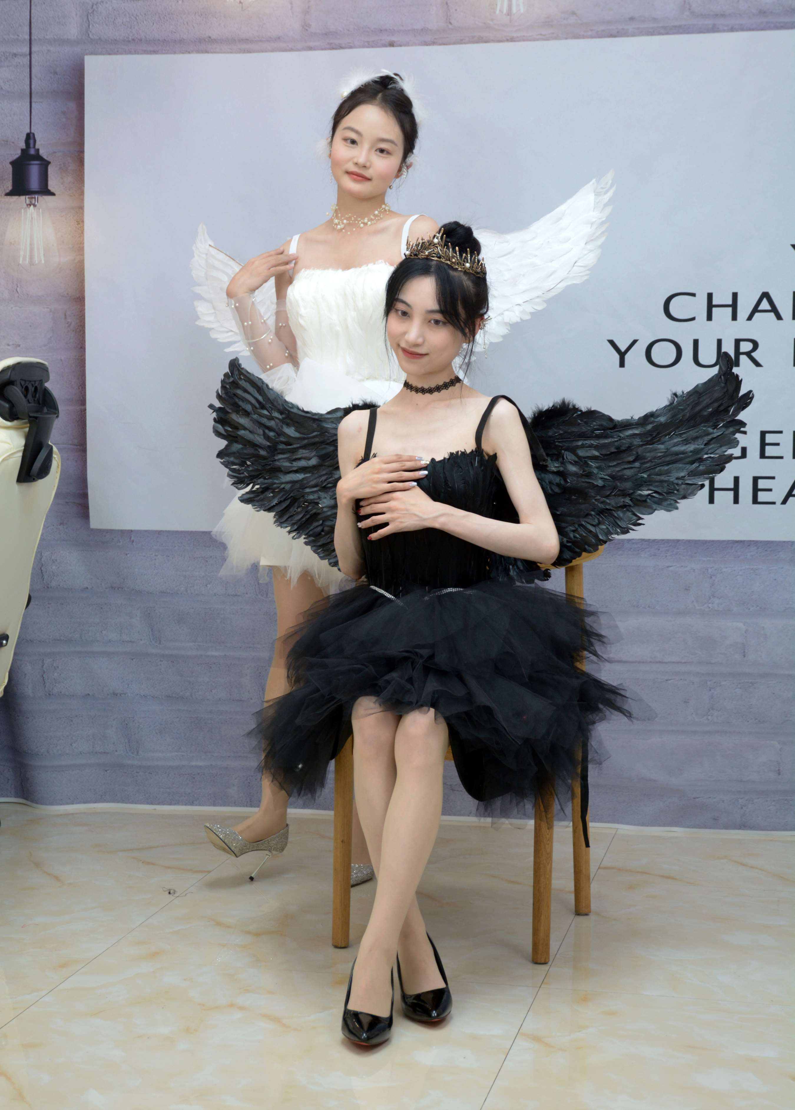 《 柒柒、双双 黑白天鹅》作品图