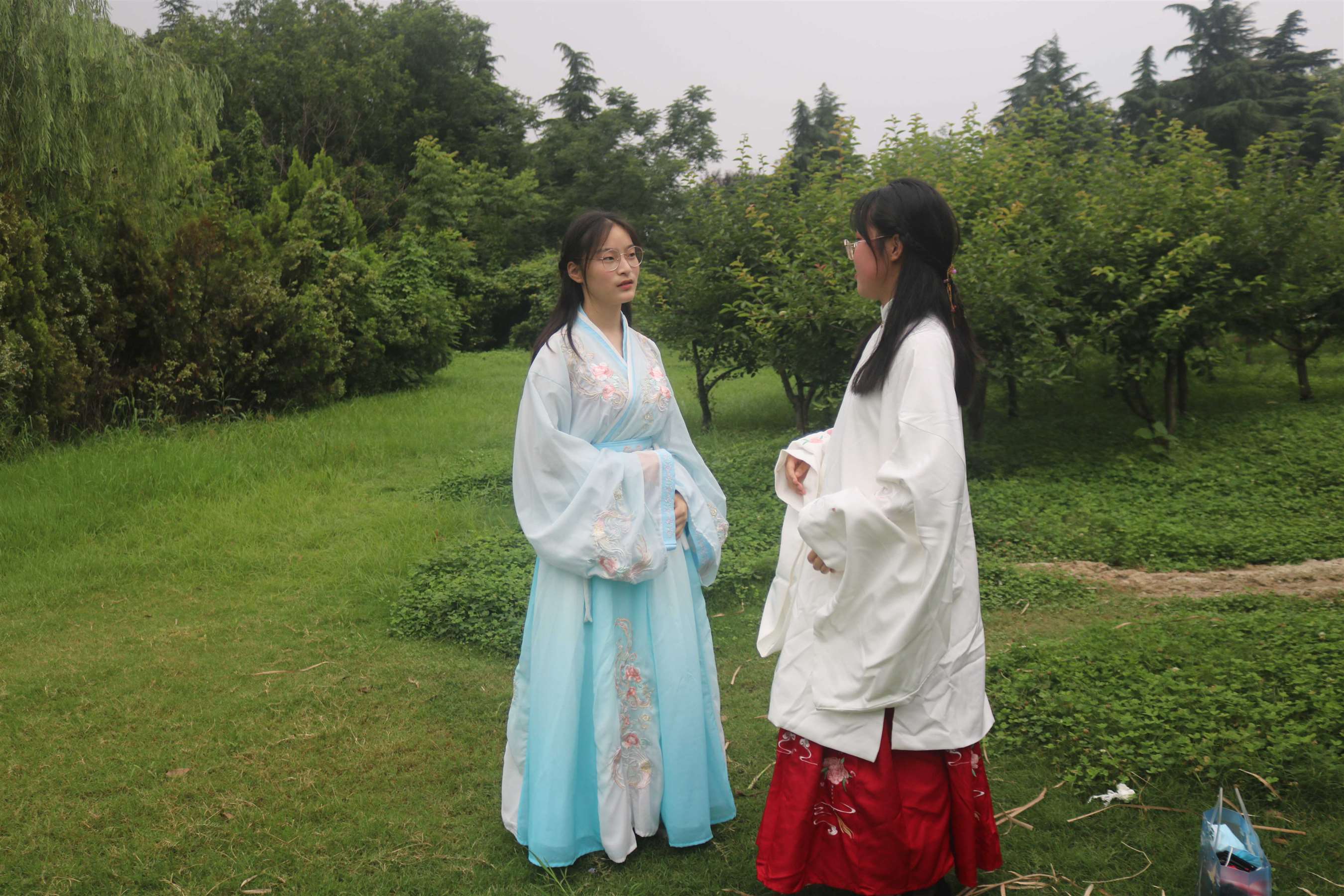 《闺蜜俩汉服秀足》作品图