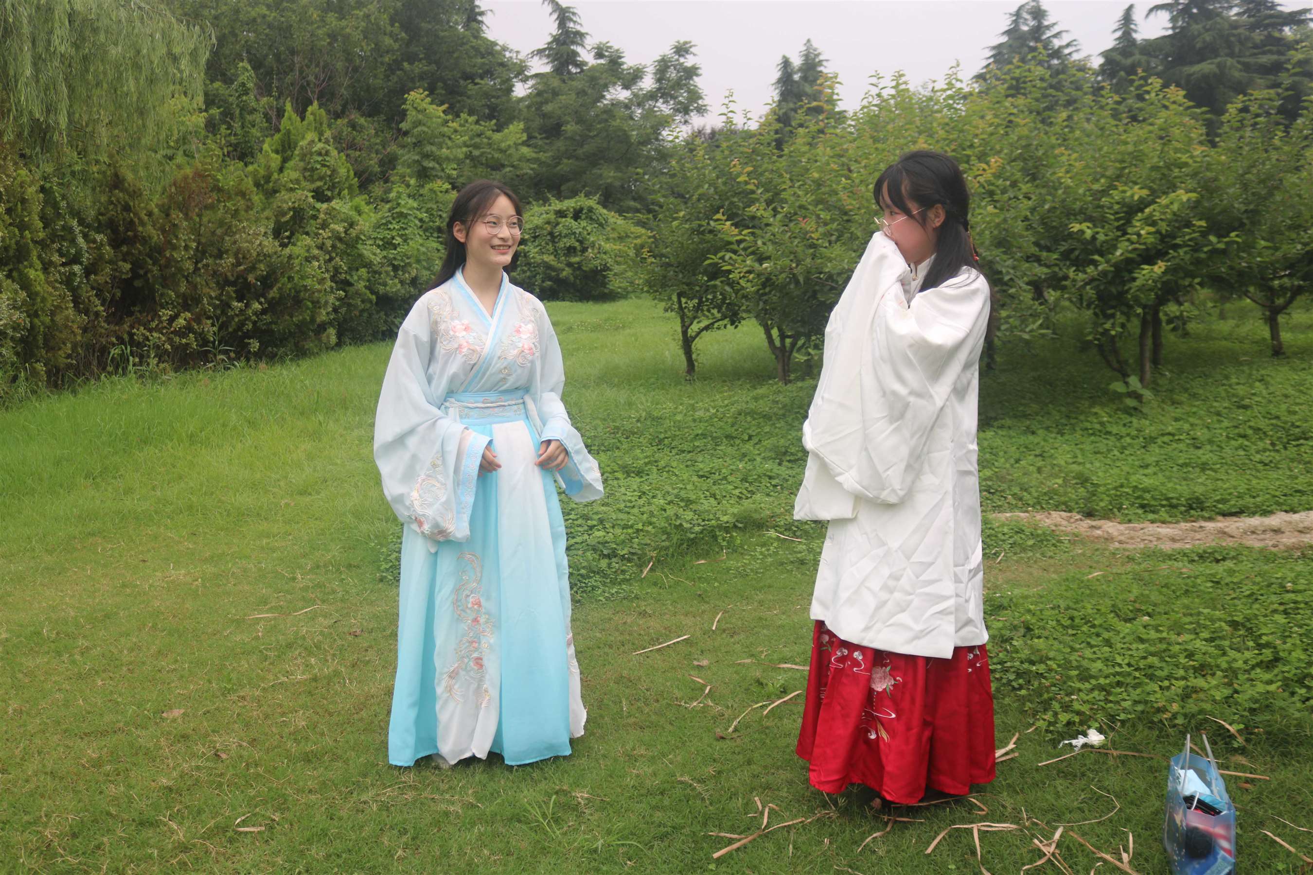 《闺蜜俩汉服秀足》作品图