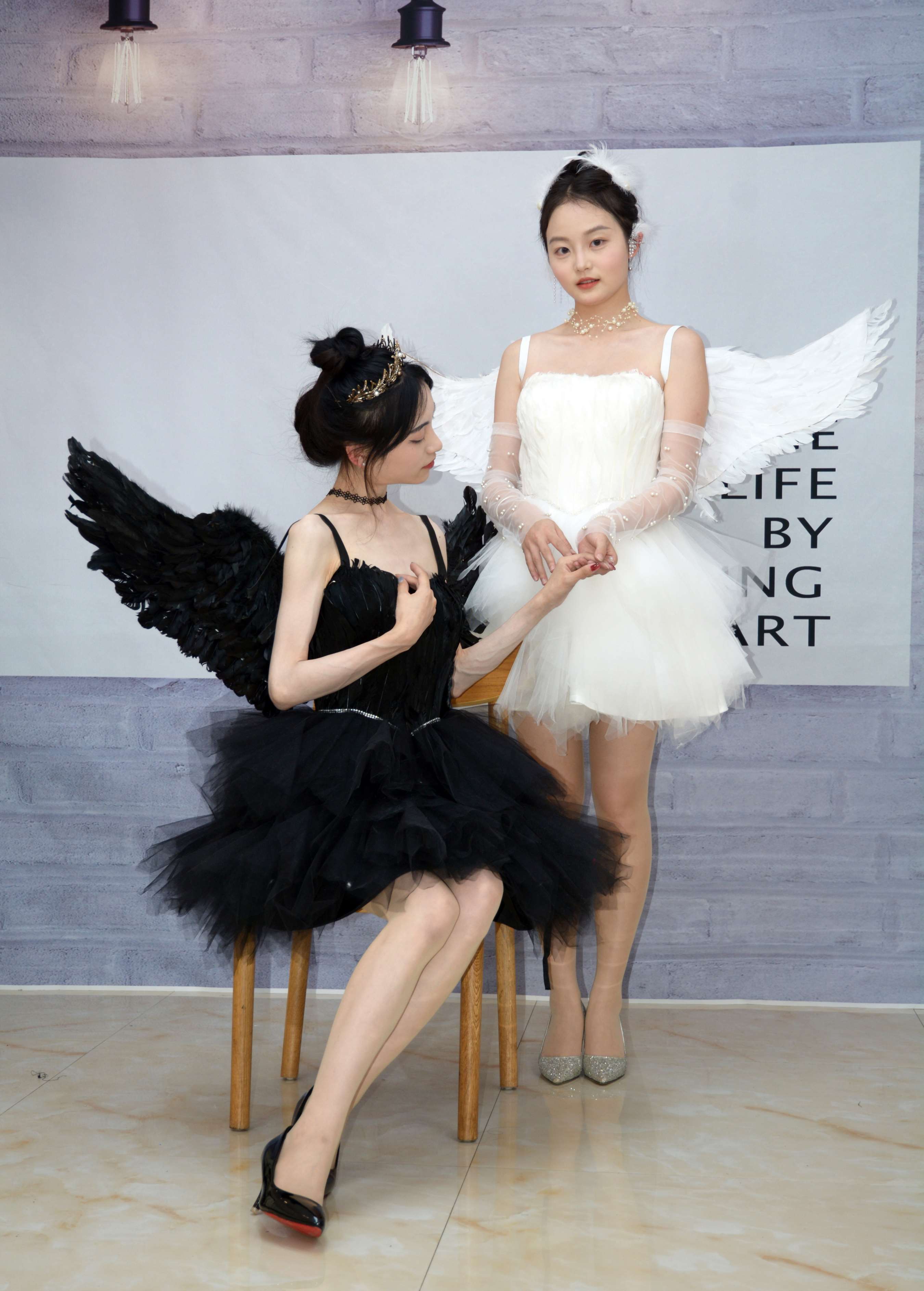 《 柒柒、双双 黑白天鹅》作品图